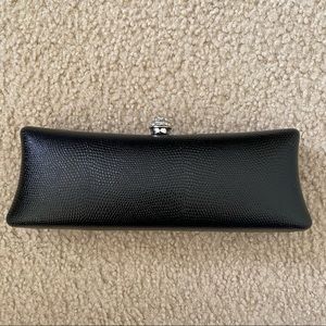 Black leather clutch